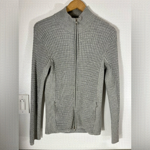 AX Armani Exchange Womens Size Medium Zip-Front Cardigan Gray Rib Two Way Zipper
